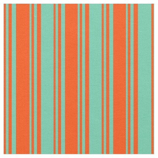 Red and Aquamarine Stripes Pattern Fabric