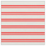 [ Thumbnail: Red and Beige Colored Lined Pattern Fabric ]