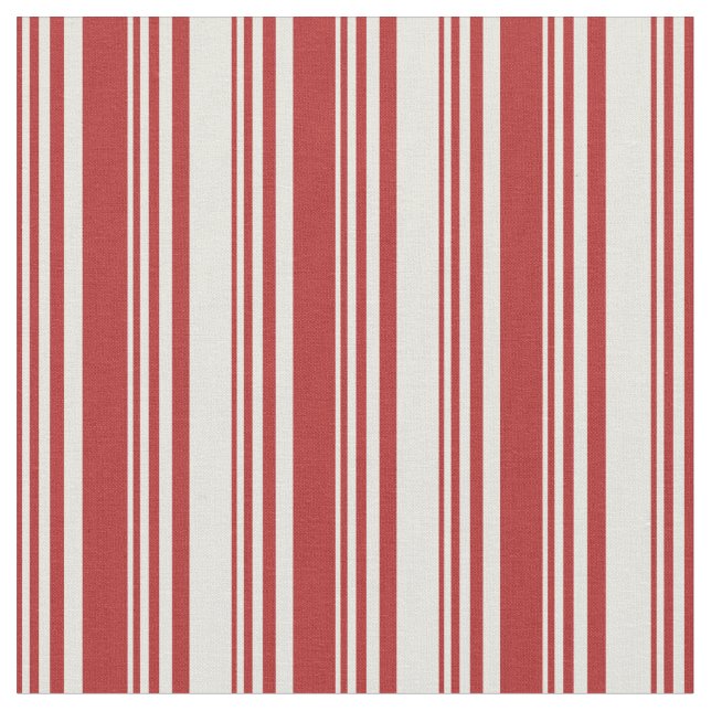 Red and Beige Colored Striped Pattern Fabric (Close Up)