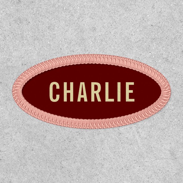 Red and beige custom name patches (Front)