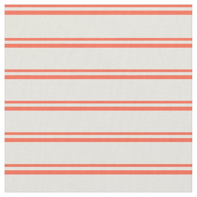 Red and Beige Lines Fabric (Close Up)