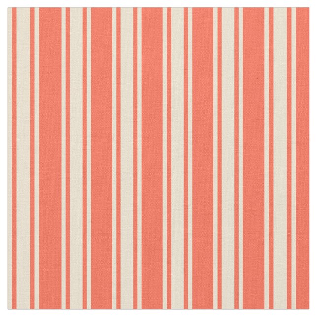 Red and Beige Pattern Fabric (Close Up)