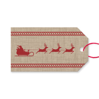 Red And Beige Santa Sleigh Christmas &amp; Custom Text Gift Tags