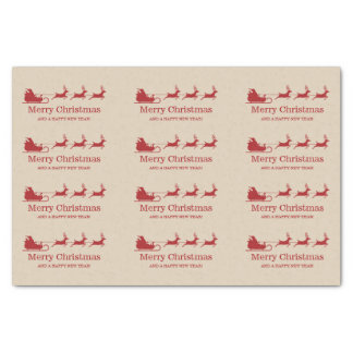 Red And Beige Santa Sleigh Christmas &amp; Custom Text Tissue Paper