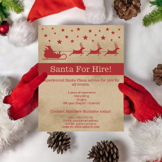 Red And Beige Santa Sleigh - Santa For Hire Flyer