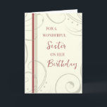 Red and Beige Sister Birthday Card<br><div class="desc">Birthday card for sister with modern and simple red and beige design and thoughtful verse.</div>
