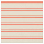 [ Thumbnail: Red and Beige Stripes/Lines Pattern Fabric ]