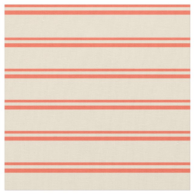 Red and Beige Stripes/Lines Pattern Fabric (Close Up)