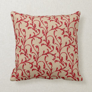 Red and Beige Throw Pillow