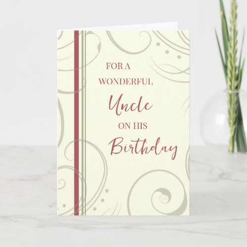 Red and Beige Uncle Birthday Card