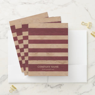 Red and Beige Wood Pocket Folder