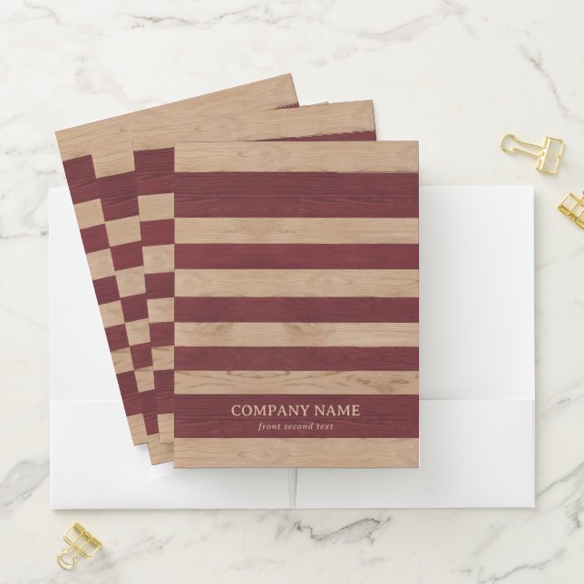 Red and Beige Wood Pocket Folder (In Situ)