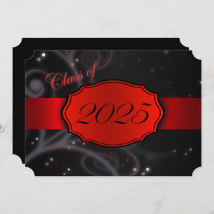 Red and Black 2025 Graduation Party Invitation