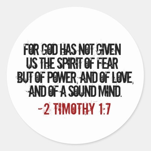 Red and Black 2 Timothy 17 Classic Round Sticker