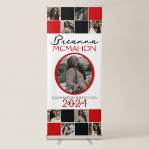 Red and Black 9 Photo Graduation Retractable Banner