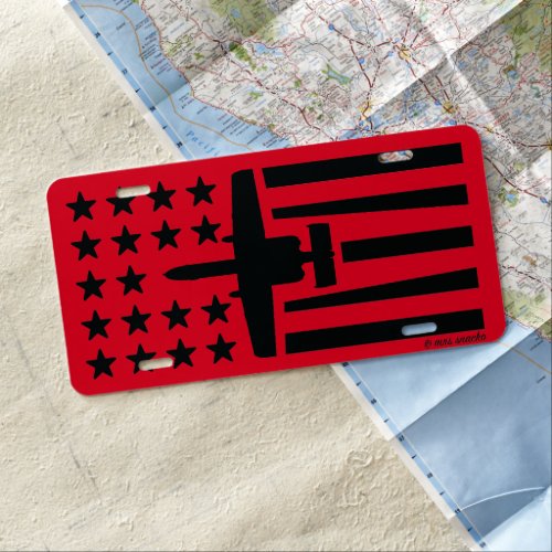 Red and Black A_10 Stars and Stripes License Plate