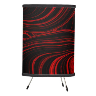 Red and Black Abstract Art Modern Monogrammed Tripod Lamp