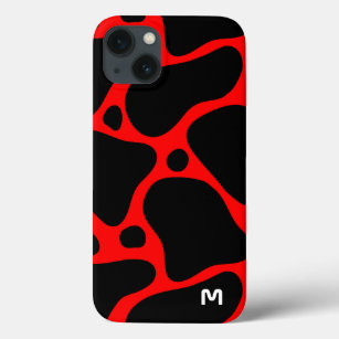 Red and black abstract giraffe pattern iPhone 13 case