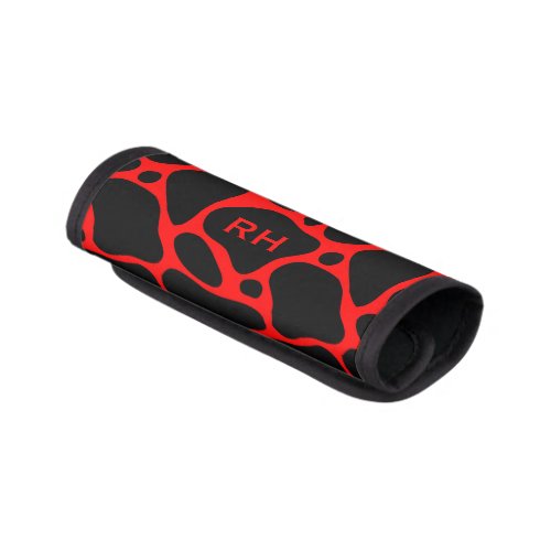 Red and black abstract giraffe pattern luggage handle wrap