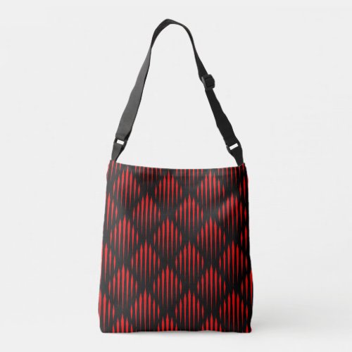 Red and Black abstract line pattern  Crossbody Bag