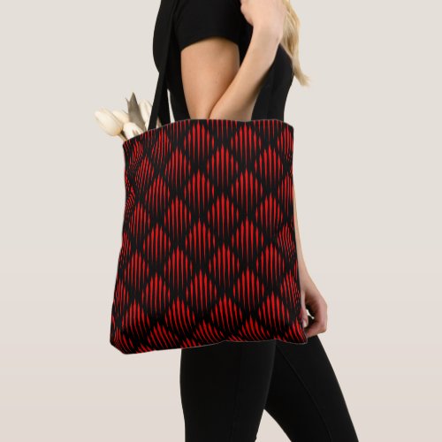 Red and Black abstract line pattern  Tote Bag