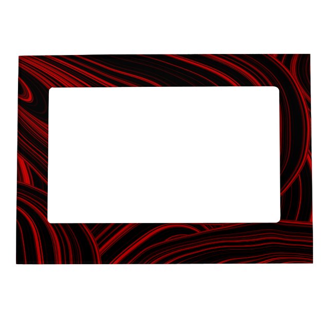 Red and Black Abstract Marble Wavy Art Pattern Magnetic Frame (Front)