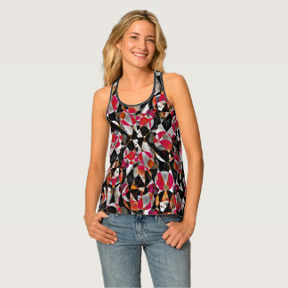 Red and Black Abstract Paattern Tank Top