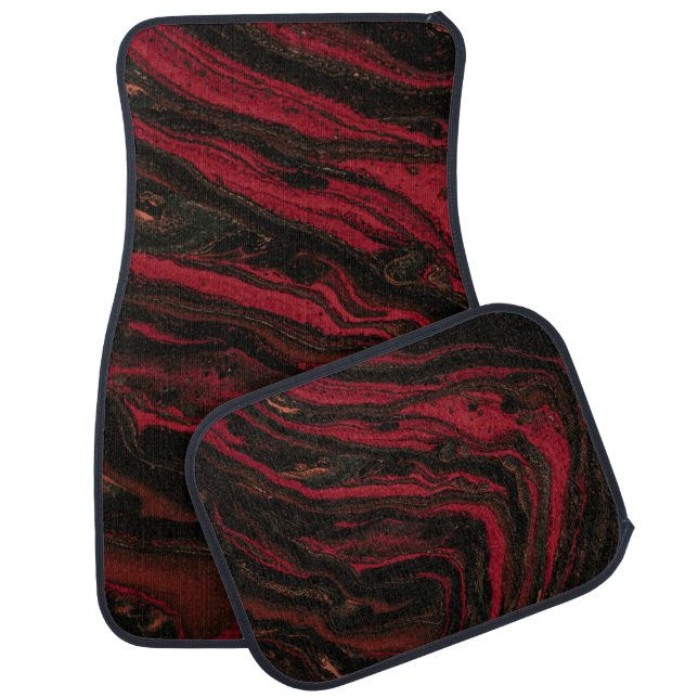 Red and black abstract painting car floor mat (Set)