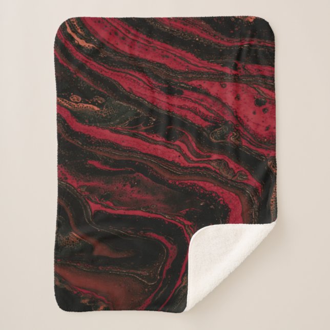Red and black abstract painting sherpa blanket (Front)