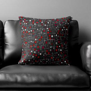 Red and Black Abstract Pattern Throw Pillow