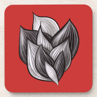 Red And Black Abstract Shapes Modern Minimalist Beverage Coaster