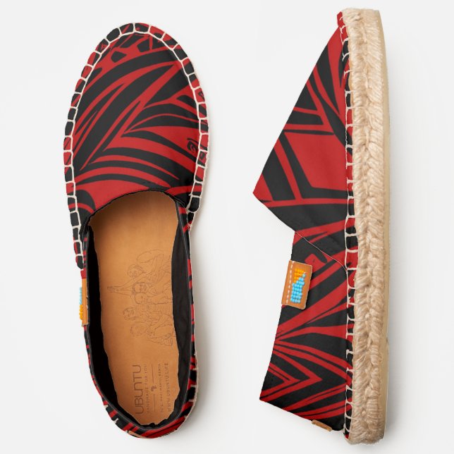 Red And Black Abstract Tribal Pattern Espadrilles (Side)