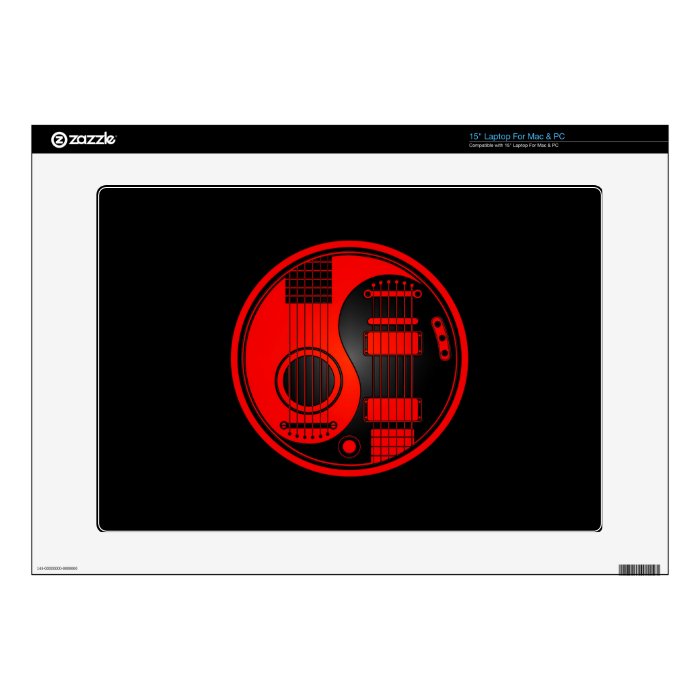 Red and Black Acoustic Electric Guitars Yin Yang 15" Laptop Decal
