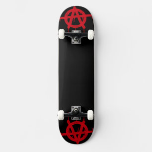 Red And Black Anarchy Original Art Skateboard
