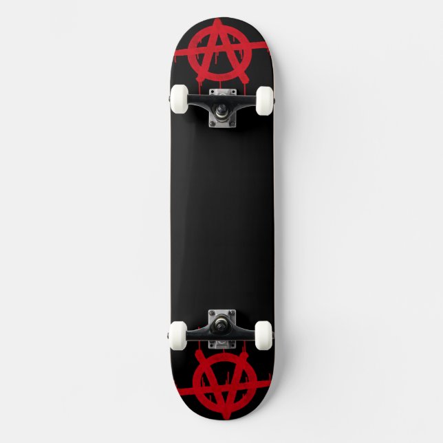Red And Black Anarchy Original Art Skateboard (Front)