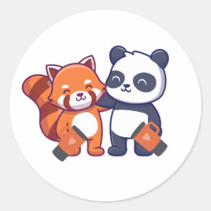red and black and white panda sticker