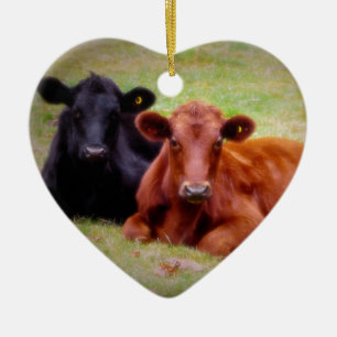 Red and Black Angus  Share Love and Hugs Ceramic Ornament