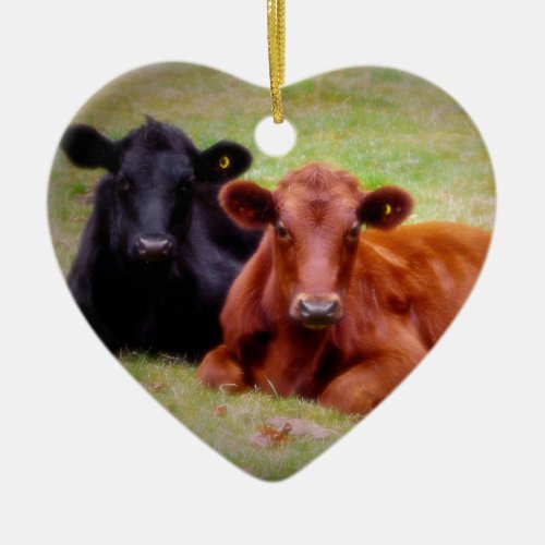 Red and Black Angus  Share Love and Hugs Ceramic Ornament