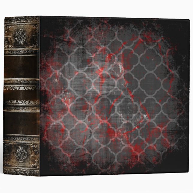 Red and Black Antique Renaissance Ancient Tome 3 Ring Binder (Front/Spine)
