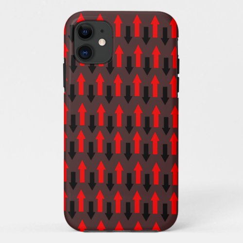 Red and black arrows pointing up down direction iPhone 11 case