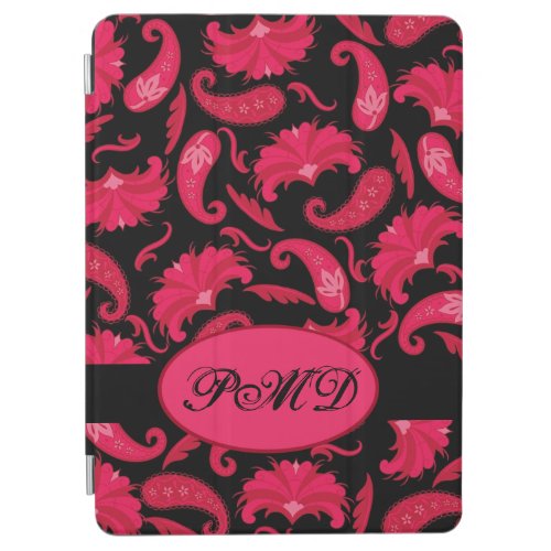 Red and Black Art Deco Paisley Monogram iPad Air Cover