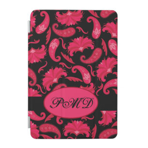 Red and Black Art Deco Paisley Monogram iPad Mini Cover