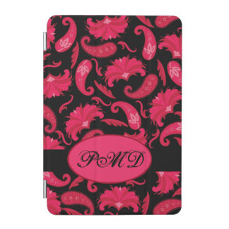 Red and Black Art Deco Paisley Monogram iPad Mini Cover