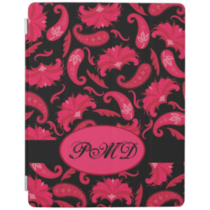 Red and Black Art Deco Paisley Monogram iPad Smart Cover