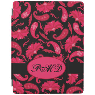 Red and Black Art Deco Paisley Monogram iPad Smart Cover
