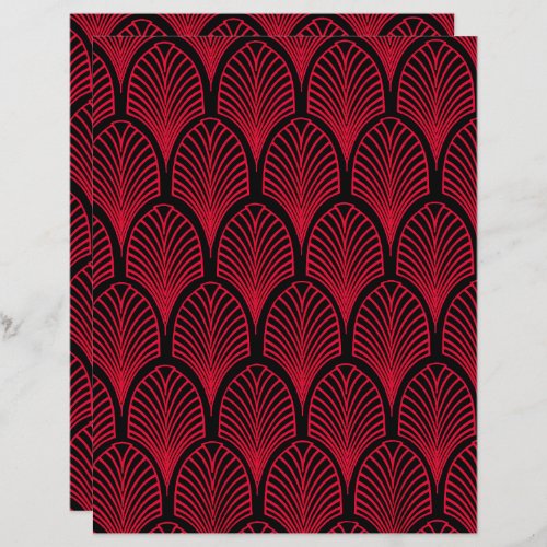 Red and black art deco pattern scrapbook paper