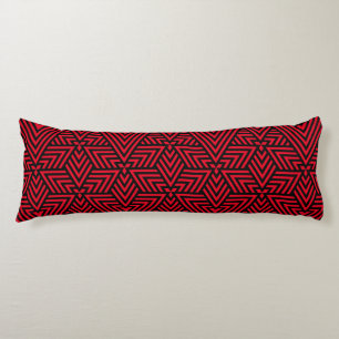 Red and Black Art Deco Triangle Seamless Pattern Body Pillow