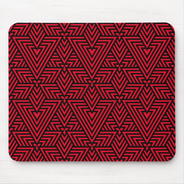 Red and Black Art Deco Triangle Seamless Pattern Mouse Pad (Front)