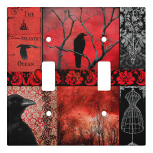 Red And Black Art Light Switch Cover