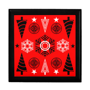 Red And Black Art Nouveau Christmas Gift Box